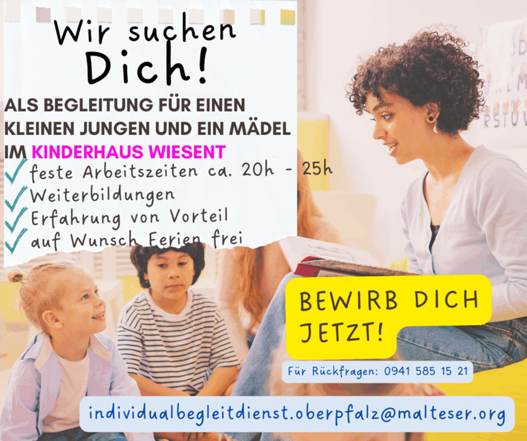 Stellengesuch für eine Begleitung von Kindern zum Kinderhaus Wiesent