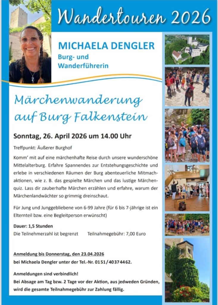 Infoplakat zur Märchenwanderung am 26. April in Falkenstein.